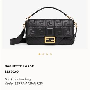 Fendi black large baguette bag